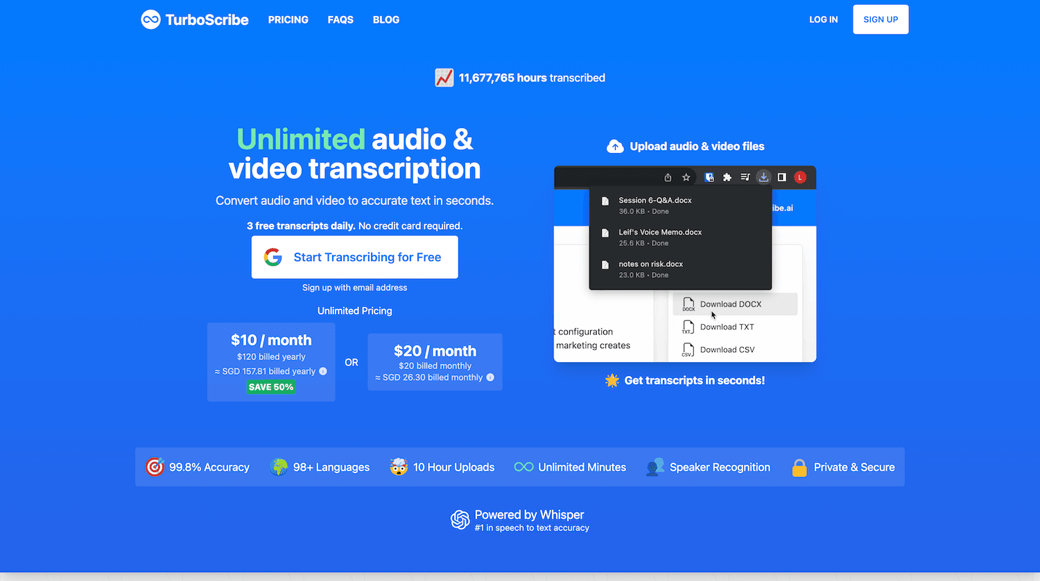 YouTube transcript generator