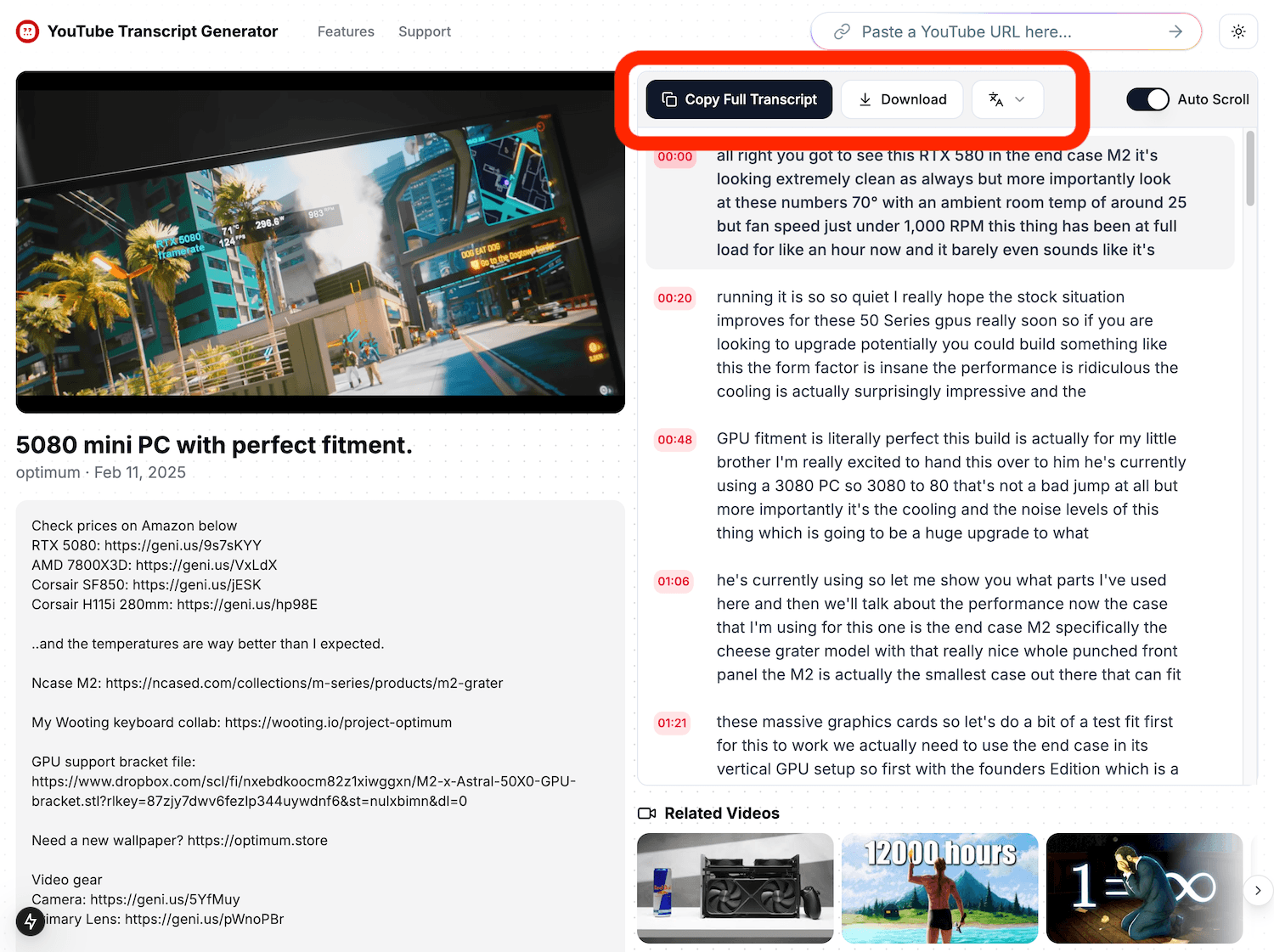 Access Content - YouTube Transcript Generator